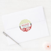 Damask Christmas Circle Étiquette de adresse (Enveloppe)