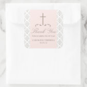 Damask Cross Eerste Communie Vierkante Sticker (Tas)