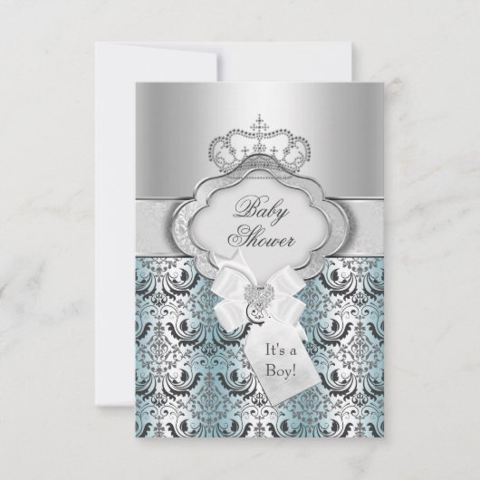 Damask & Crown Prince Baby shower Invitation (Devant)