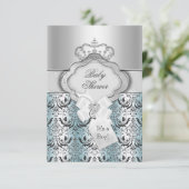 Damask & Crown Prince Baby shower Invitation (Debout devant)