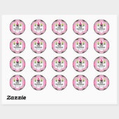 Damask Cupcake Bakkerij Business Ronde Sticker (Vel)