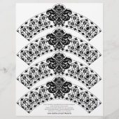 Damask Cupcake Wrapper Black op White (Voorkant)