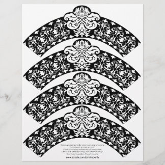 Damask Cupcake Wrapper White op Black