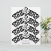 Damask Cupcake Wrapper White op Black (Staand voorkant)