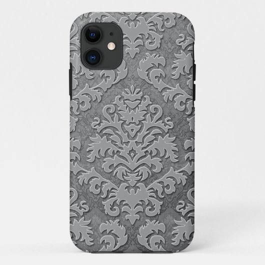 Damask Cut Velvet, Double Damask Monotone in Grey Case-Mate iPhone Case (Achterkant)