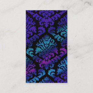 Damask Cut Velvet, Electric in Paars en Blauwgroen Visitekaartje