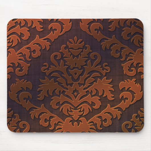 Damask Cut Velvet, Shadow in Oranje & Brown Muismat (Voorkant)