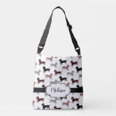 Damask Dachshunds Custom Retro Crossbody Tas (Voorkant)