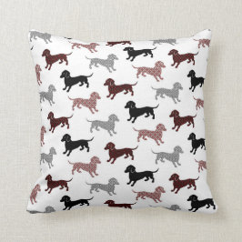 Damask Dachshunds Holiday Patroon Kussen