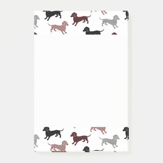 Damask Dachshunds Holiday Patroon Post-it® Notes (Voorkant)
