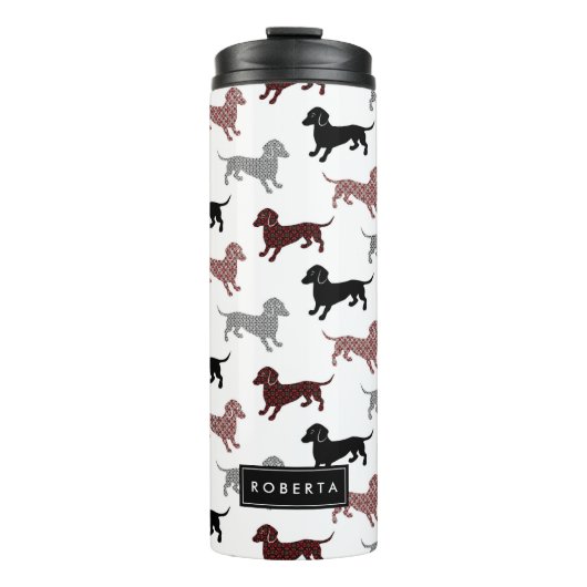 Damask Dachshunds Thermosbeker (Voorkant)