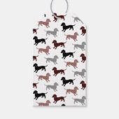 Damask Dachshunds Vakantiepatroon Cadeaulabel (Voorkant)