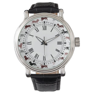 Damask Dachshunds Vakantiepatroon Horloge