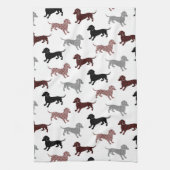 Damask Dackel Cute Dachshunds Theedoek (Verticaal)