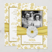 Damask Daisy Diamond 60th Wedding Jubileum Kaart (Voorkant / Achterkant)