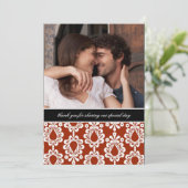 Damask Dank u Nota's {Rood} Kaart (Staand voorkant)