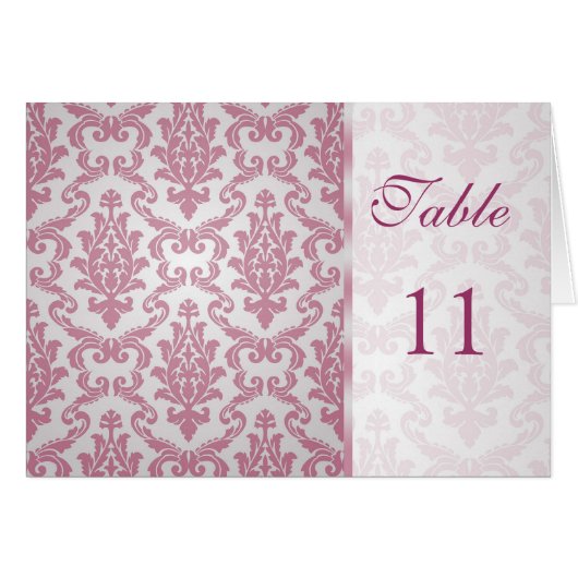 Damask dark rose Table number (Devant horizontal)