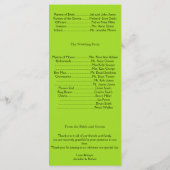 Damask Delight in Lime Green Wedding Programma (Achterkant)