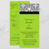 Damask Delight in Lime Green Wedding Programma (Voorkant / Achterkant)