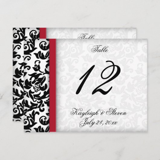 Damask Delight Numéro de table (Devant / Derrière)