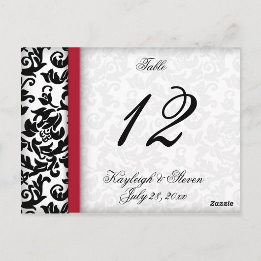 Damask Delight-tabelnummer Briefkaart (Achterkant)