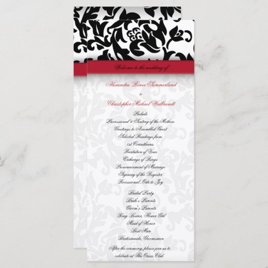 Damask Delight Wedding Programma (Voorkant / Achterkant)