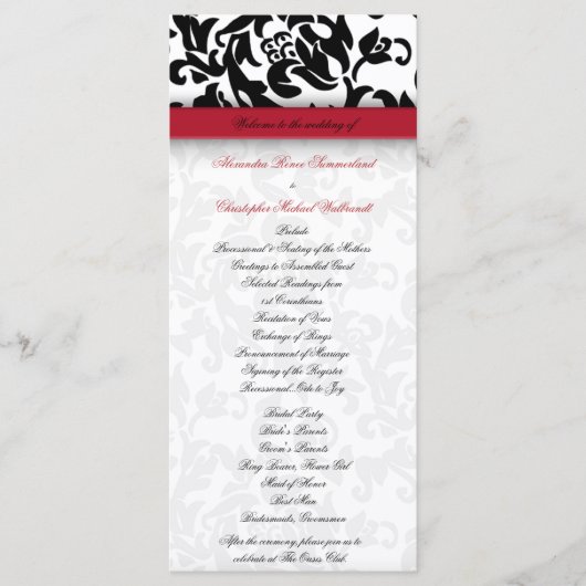 Damask Delight Wedding Programma (Voorkant)