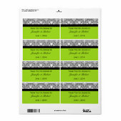 Damask Delin Lime Green Étiquette bouteille d'eau (Feuille entière)