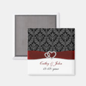 damask diamante red save the date magneet (Voorkant / Achterkant)