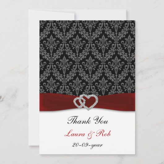 damask diamante rouge mariage merci (Devant)