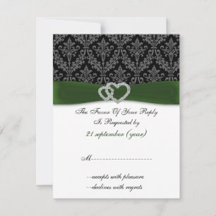 damask diamante vert mariage RSVP