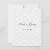 damask diamante vert mariage RSVP (Dos)