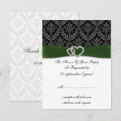 damask diamante vert mariage RSVP (Devant / Derrière)