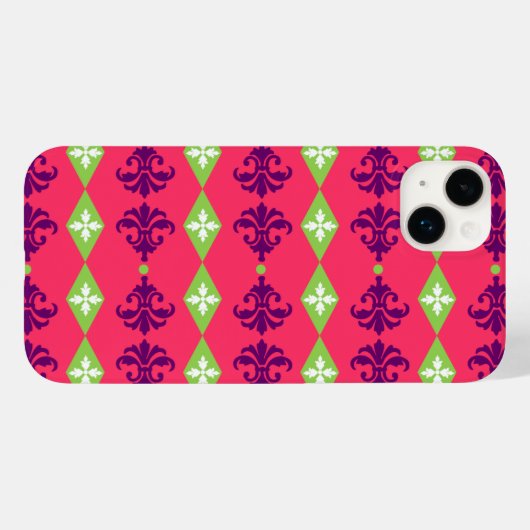 Damask Diamond Stripe Case-Mate iPhone Case (Achterkant (horizontaal))