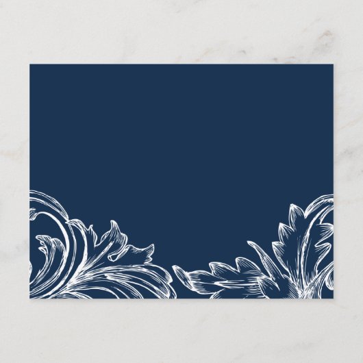  Damask Direction Card Navy Blue & White Informatiekaartje (Achterkant)