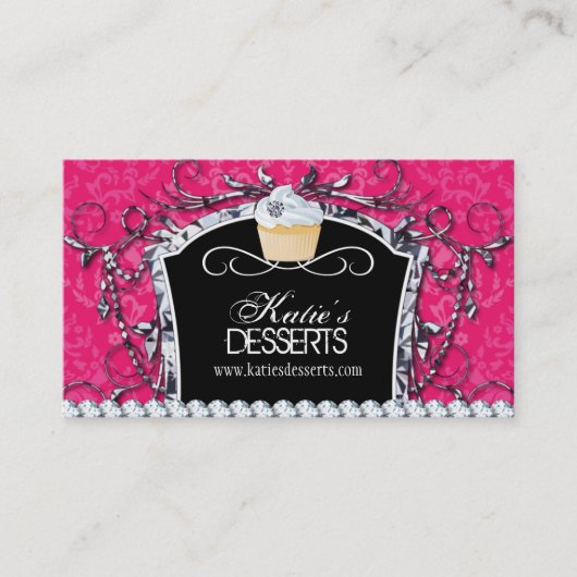 Damask Diva Cupcake Bakery Visitekaartje (Voorkant)