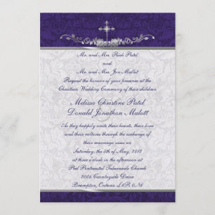 Damask Double Ceremony Wedding Invitation Kaart