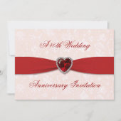 Damask doux 40e anniversaire de mariage Invitation (Devant)