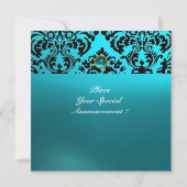 DAMASK EDELE STEEN MONOGRAM blauwe aquamarine Kaart (Achterkant)