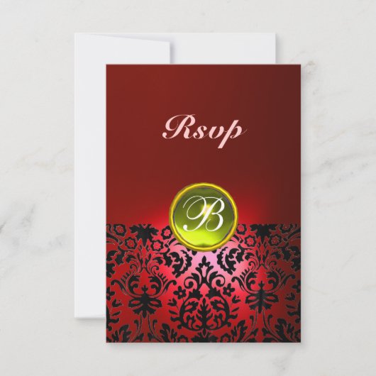 DAMASK EDELE STEEN MONOGRAM  Geel Rood Rsvp (Voorkant)