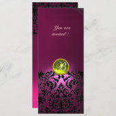 DAMASK EDELE STEEN MONOGRAM geel roze Kaart (Voorkant / Achterkant)