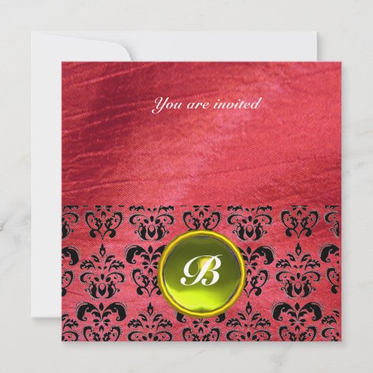 DAMASK EDELE STEEN MONOGRAM paarse zijde Kaart (Voorkant)