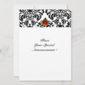 DAMASK EDELGESTEENTE INITIALEN robijnrood wit Kaart (Achterkant)