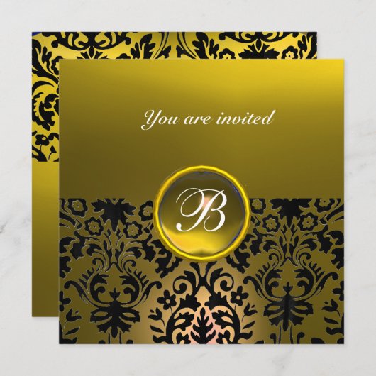 DAMASK EDELGESTEENTE MONOGRAM topaas geel donker Kaart (Voorkant / Achterkant)