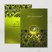 DAMASK EDELGESTEENTE MONOGRAM topaas geel rsvp Kaart (Voorkant / Achterkant)