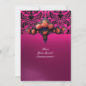 DAMASK EDELSTEEN EN ROZE ROZEN MONOGRAM KAART (Achterkant)