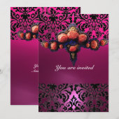 DAMASK EDELSTEEN EN ROZE ROZEN MONOGRAM KAART (Voorkant / Achterkant)