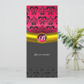 DAMASK EDELSTEEN INITIALEN KAART (Staand voorkant)