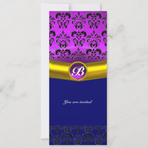 DAMASK EDELSTEEN INITIALEN paars violet Kaart