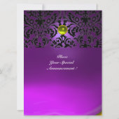 DAMASK EDELSTEEN MONOGRAM geel paars Kaart (Achterkant)